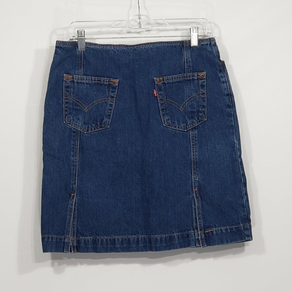Vintage Levis  Denim Mini Skirt  2 Slits in the back Juniors Size 7